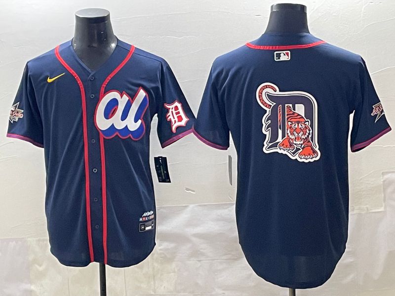 Men 2025 Detroit Tigers Blank Drak Blue All star Blank Blue Nike MLB Jersey style 3->detroit tigers->MLB Jersey